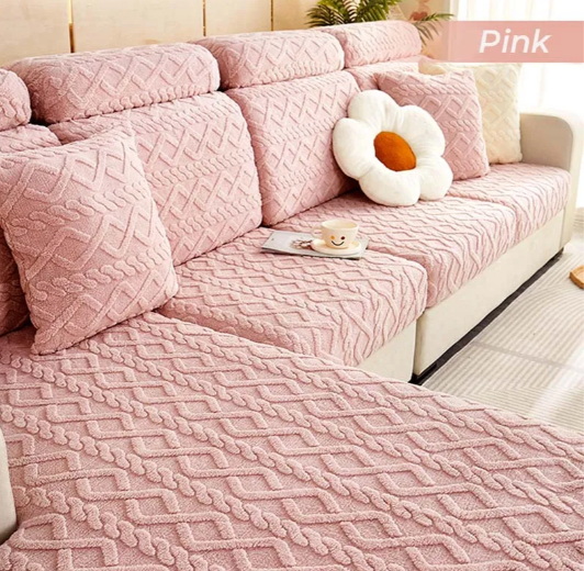 Vollständige Umwicklung Weiches Fleece Stretch Sofa Bezug