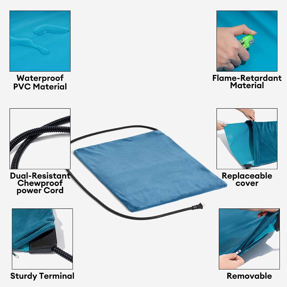 Coussin chauffant électrique pour animaux de compagnie, imperméable et résistant aux morsures - Chaleur sûre