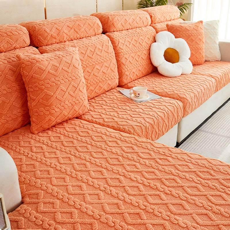 Vollständige Umwicklung Weiches Fleece Stretch Sofa Bezug