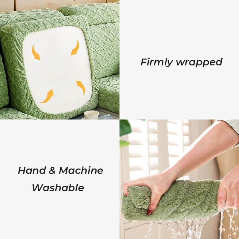 Vollständige Umwicklung Weiches Fleece Stretch Sofa Bezug