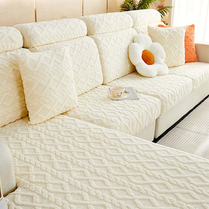 Vollständige Umwicklung Weiches Fleece Stretch Sofa Bezug