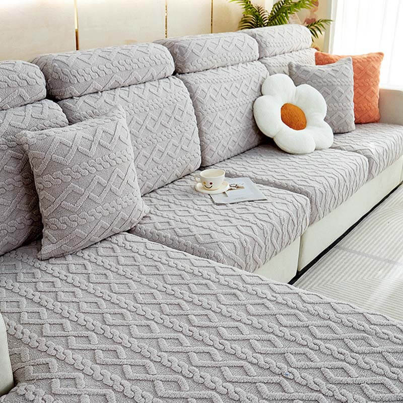 Vollständige Umwicklung Weiches Fleece Stretch Sofa Bezug