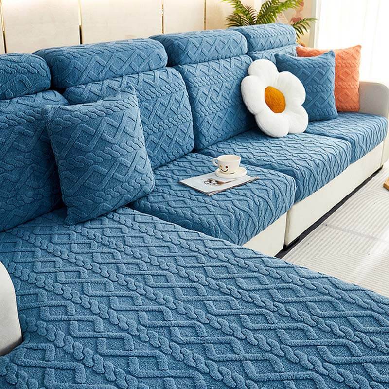 Vollständige Umwicklung Weiches Fleece Stretch Sofa Bezug