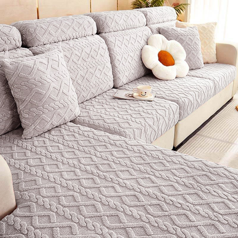 Vollständige Umwicklung Weiches Fleece Stretch Sofa Bezug