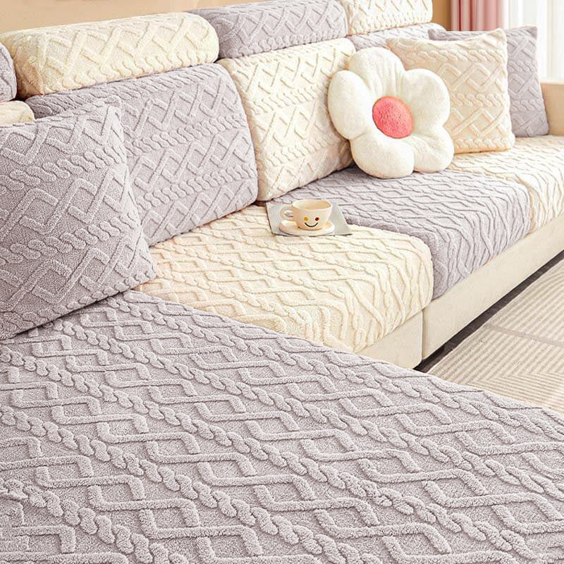 Vollständige Umwicklung Weiches Fleece Stretch Sofa Bezug