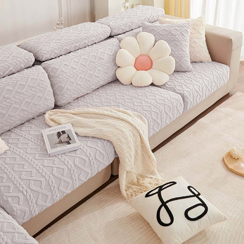 Vollständige Umwicklung Weiches Fleece Stretch Sofa Bezug