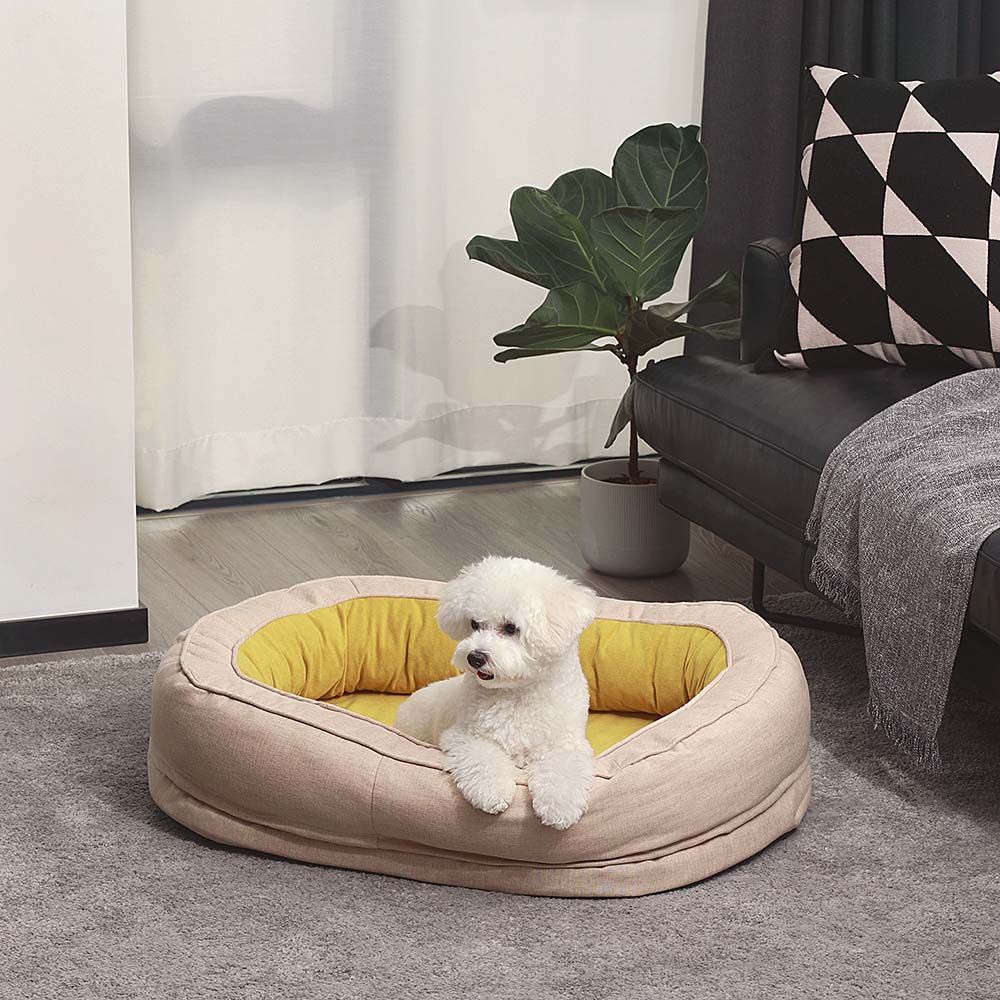 Hundebett - Donut-yellow